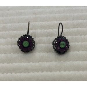 Kenny Ma Drop Earrings Women OS Purple Green Good Crystal Flower Vintage Style